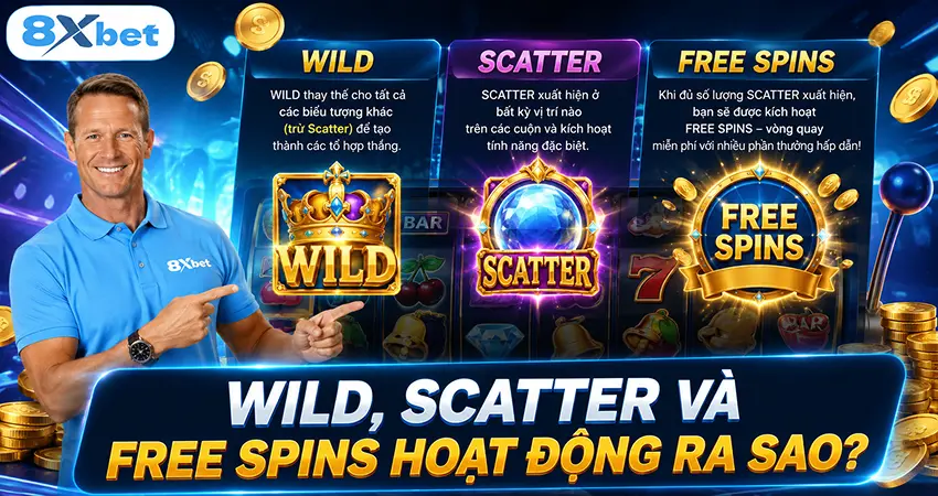 Wild, Scatter Và Free Spins Hoạt Động Ra Sao?